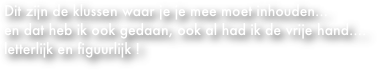 Dit zijn de klussen waar je je mee moet inhouden...
en dat heb ik ook gedaan, ook al had ik de vrije hand....
letterlijk en figuurlijk !